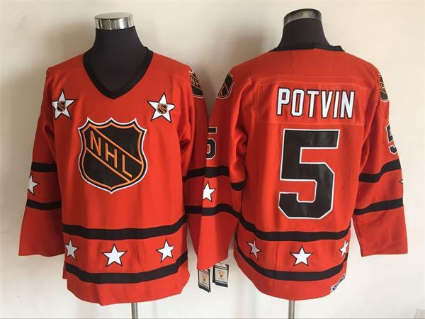 1980 All Star 5 Denis Potvin Orange CCM Hockey Jersey