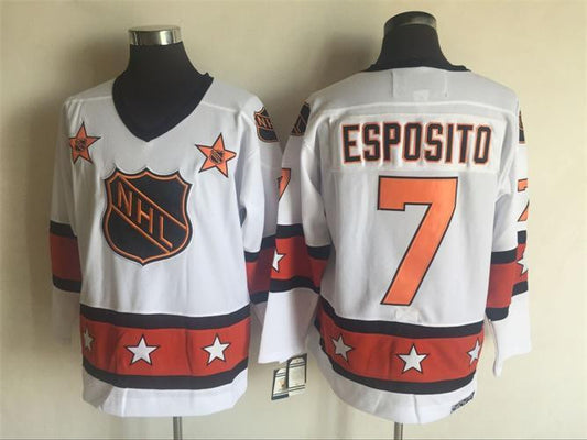 1980 All Star 7 Phil Esposito White CCM Hockey Jersey