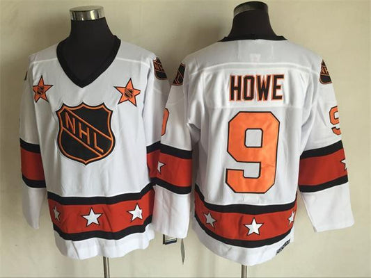 1980 All Star 9 Gordie Howe White CCM Hockey Jersey