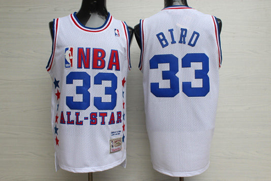 1990 All Star 33 Larry Bird White Hardwood Classics Basketball Jersey