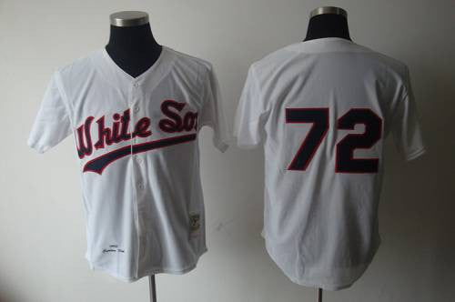 1990 Mitchell and Ness White Sox #72 Carlton Fisk White Throwback Stitched Jersey