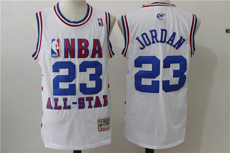 1991 All Star Wizards 23 Michael Jordan White Hardwood Classics Basketball Jersey