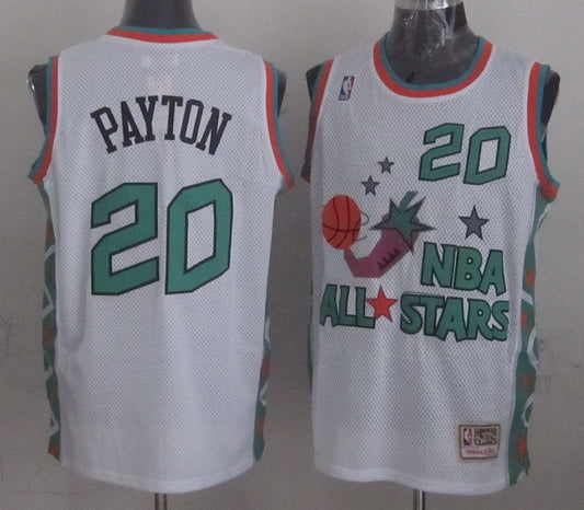 1996 All Star 20 Payton White Basketball Jerseys