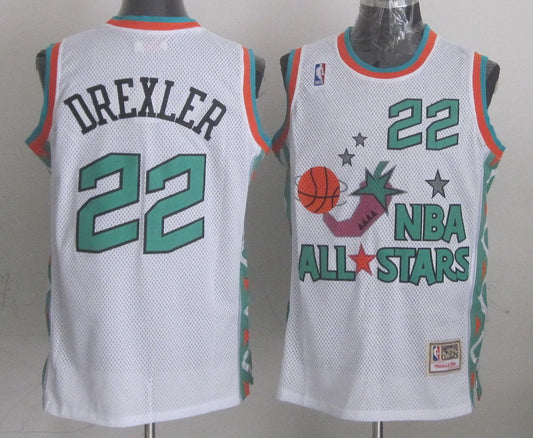 1996 All Star 22 Drexler White Basketball Jerseys