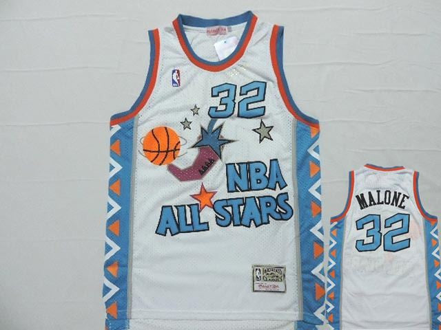 1996 All Star 32 Karl Malone White Hardwood Classics Basketball Jersey