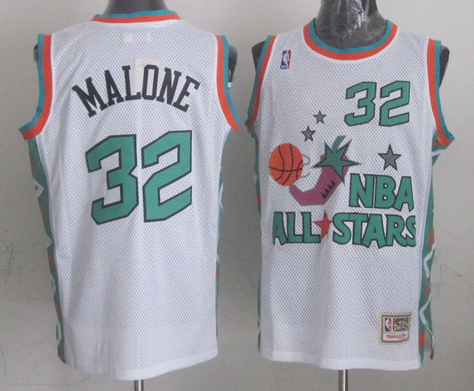 1996 All Star 32 Malone White Basketball Jerseys