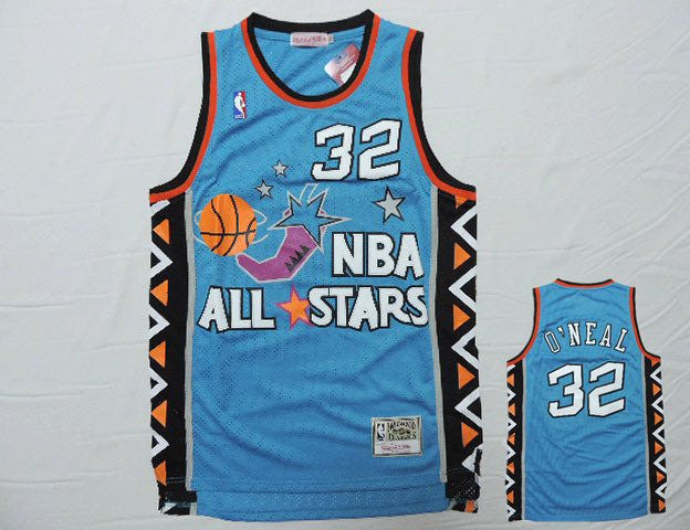 1996 All Star 32 Shaquille O'Neal Teal Hardwood Classics Basketball Jersey