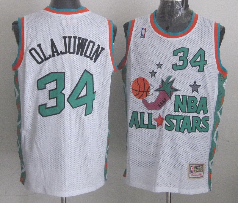 1996 All Star 34 Olajuwon White Basketball Jerseys