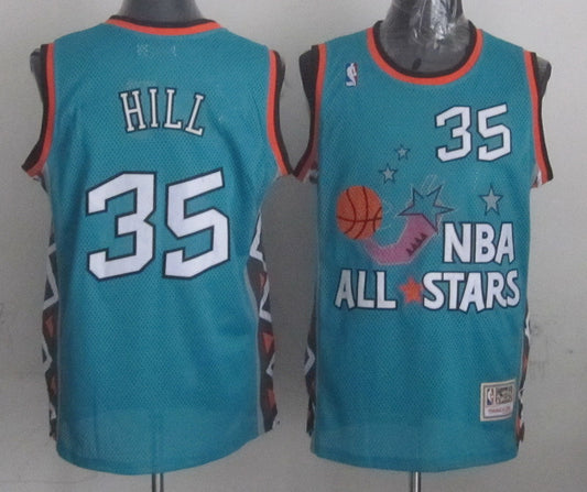 1996 All Star 35 Hill Teal Basketball Jerseys