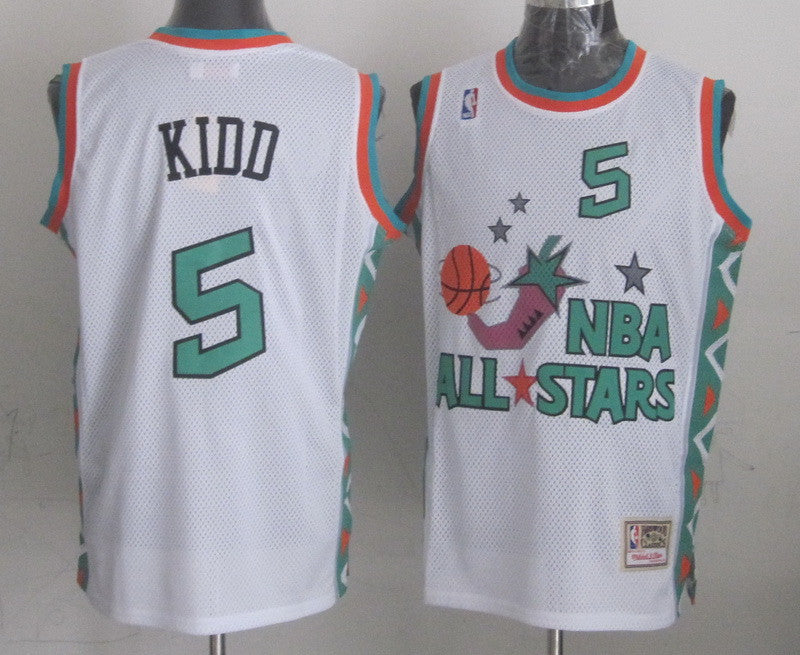 1996 All Star 5 Kidd White Basketball Jerseys