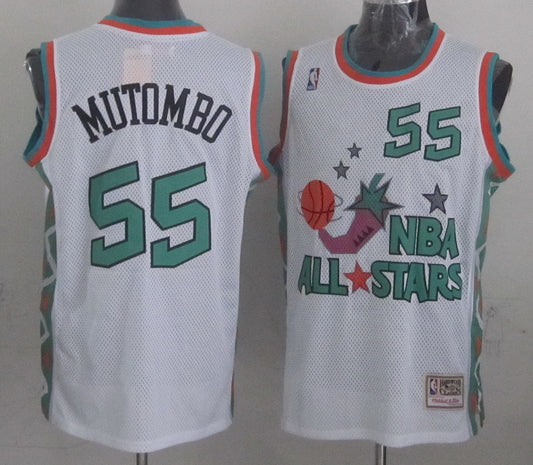 1996 All Star 55 Mutombo White Basketball Jerseys