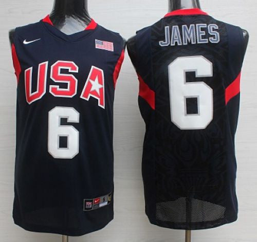 2008 Team USA #6 LeBron James Dark Blue Stitched Basketball Jersey