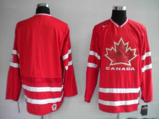 2010 Olympic Maple Leaf Blank Red Hockey Jerseys