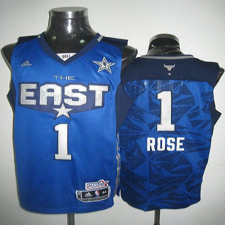 2011 All Star Bulls #1 Derrick Rose Blue Stitched Basketball Jersey