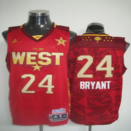 2011 All Star Lakers #24 Kobe Bryant Red Stitched Basketball Jersey