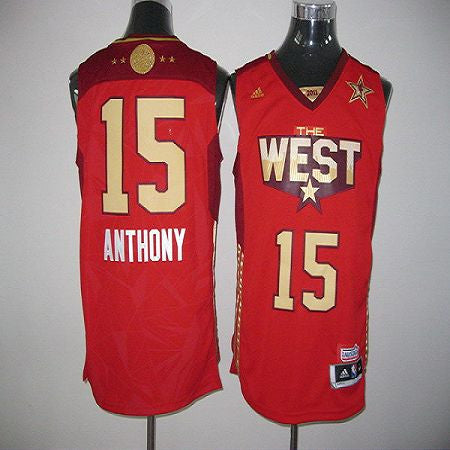 2011 All Star Nuggets #15 Carmelo Anthony Red Stitched Basketball Jersey