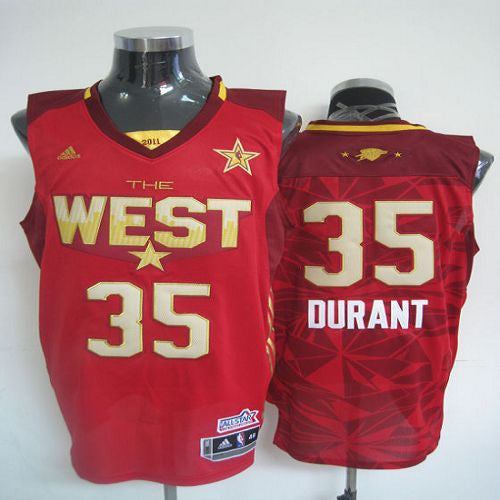 2011 All Star Thunder #35 Kevin Durant Red Stitched Basketball Jersey