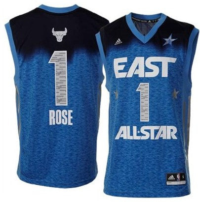 2012 All Star Bulls #1 Derrick Rose Blue Stitched Basketball Jersey