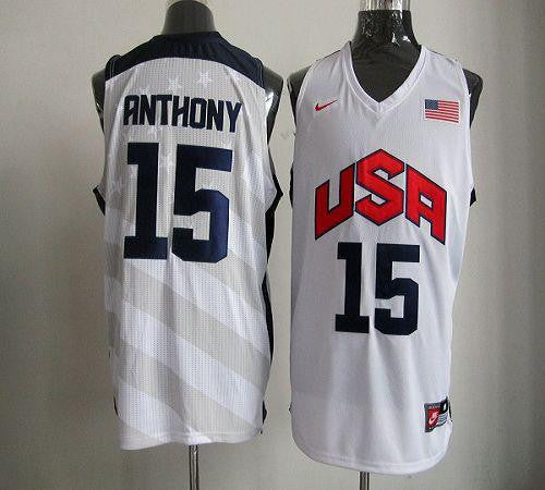 2012 Olympics Team USA #15 Carmelo Anthony White Stitched Basketball Jersey