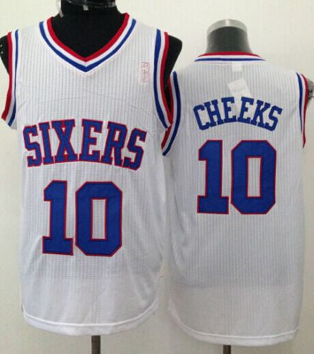 76ers #10 Maurice Cheeks White Throwback Stitched Basketball Jersey