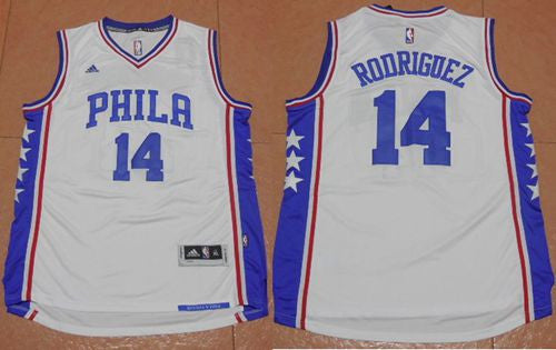 76ers #14 Sergio Rodriguez White Stitched Basketball Jersey