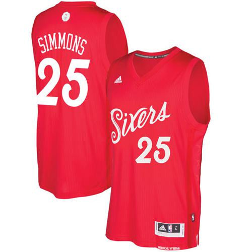 76ers #25 Ben Simmons Red 2016-2017 Christmas Day Stitched Basketball Jersey