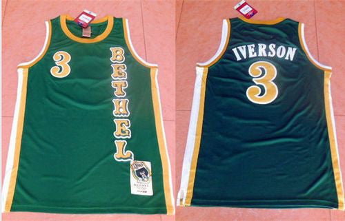 76ers #3 Allen Iverson Green Bethel High School Stitched Basketball Jersey