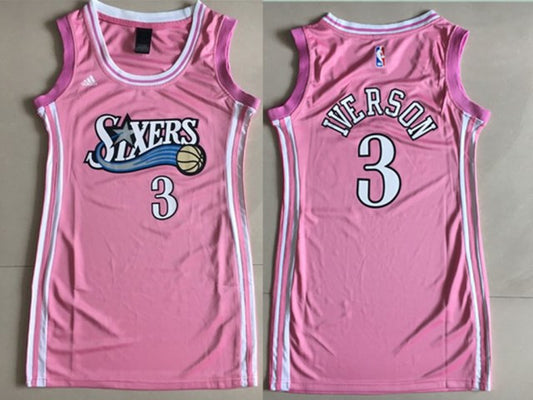 76ers 3 Allen Iverson Pink Women Swingman Basketball Jersey