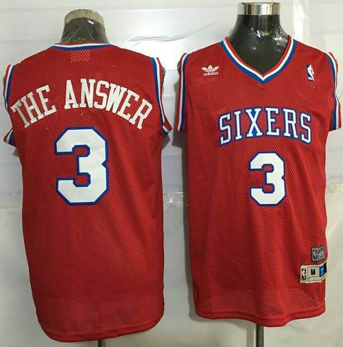 76ers #3 Allen Iverson Red Throwback "The Answer" Stitched Basketball Jersey