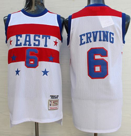 76ers #6 Julius Erving White 1980 All Star Stitched Basketball Jersey