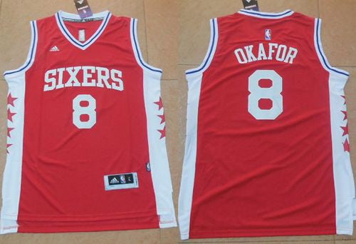 76ers #8 Jahlil Okafor Red Stitched Basketball Jersey