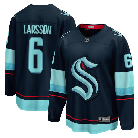 Adam Larsson Branded Home Breakaway Player Hockey Jersey - Deep Sea Blue