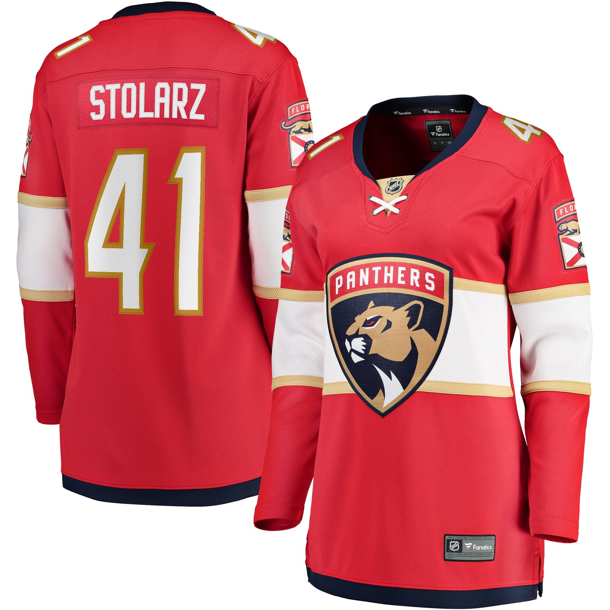 Anthony Stolarz Florida Panthers Branded Women's Home Breakaway Player Hockey Jersey - Red