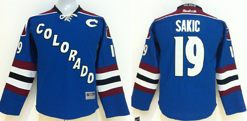 Avalanche 19 Joe Sakic Blue Youth Reebok Hockey Jersey