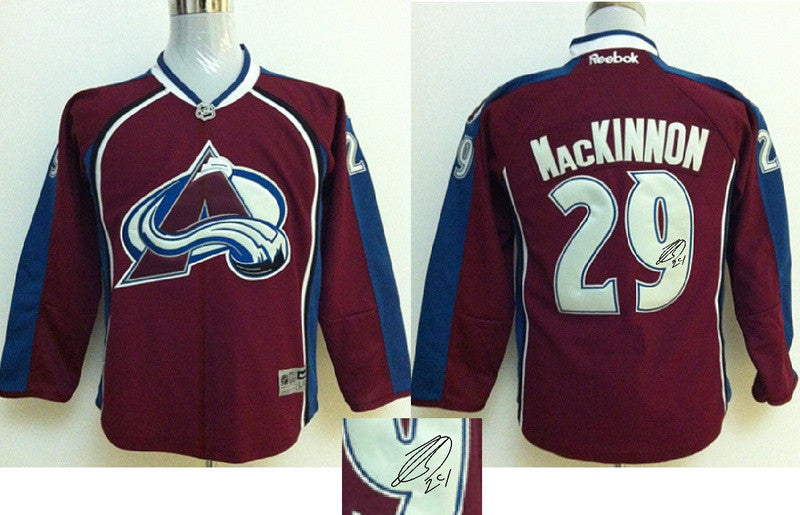 Avalanche 29 MacKinnon Red Signature Edition Youth Hockey Jerseys