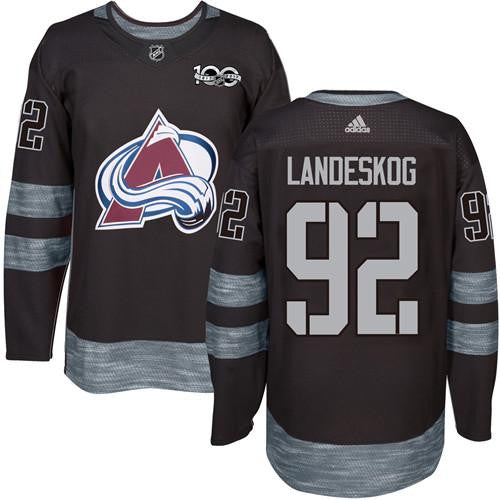 Avalanche #92 Gabriel Landeskog Black 1917-2017 100th Anniversary Stitched Hockey Jersey