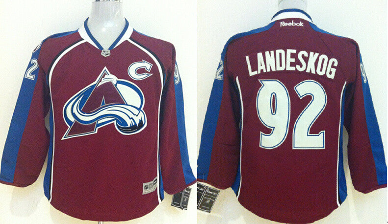 Avalanche 92 Landeskog Red Youth Hockey Jersey