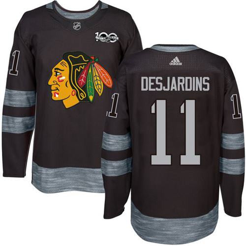 Blackhawks #11 Andrew Desjardins Black 1917-2017 100th Anniversary Stitched Hockey Jersey