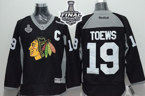 Blackhawks #19 Jonathan Toews Black Practice 2015 Stanley Cup Stitched Hockey Jersey