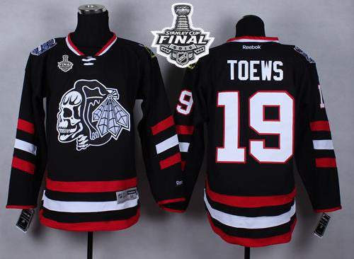 Blackhawks #19 Jonathan Toews Black(White Skull) 2014 Stadium Series 2015 Stanley Cup Stitched Hockey Jersey