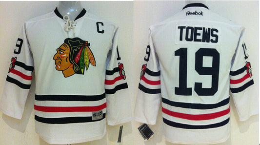 Blackhawks 19 Jonathan Toews White 2015 Winter Classic Youth Reebok Hockey Jersey