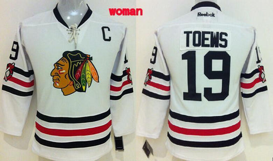 Blackhawks 19 Toews White 2015 Winter Classic Stitched Women Hockey Jersey