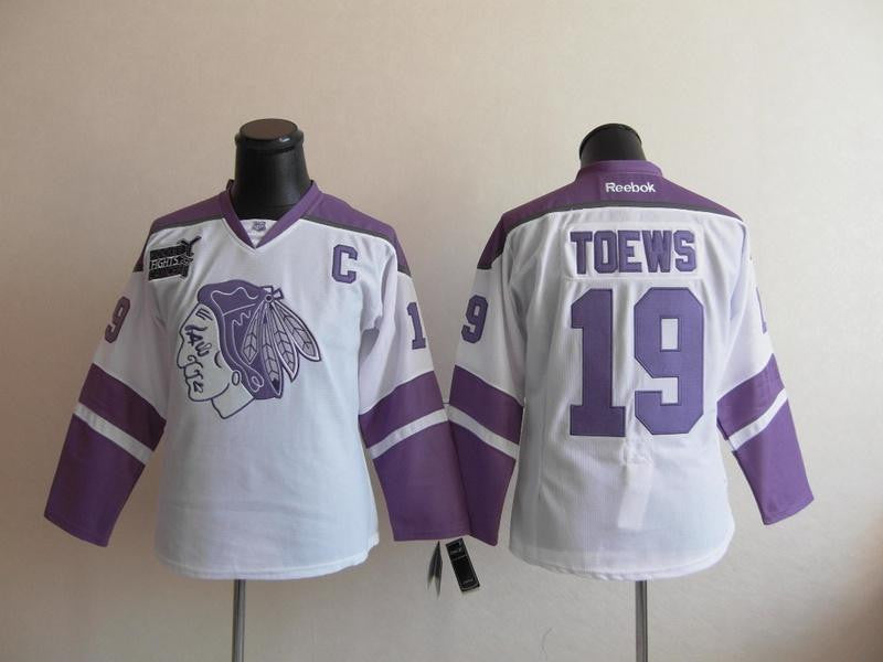 Blackhawks 19 Toews White Women Hockey Jersey