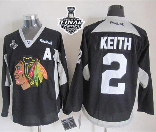 Blackhawks #2 Duncan Keith Black Practice 2015 Stanley Cup Stitched Hockey Jersey