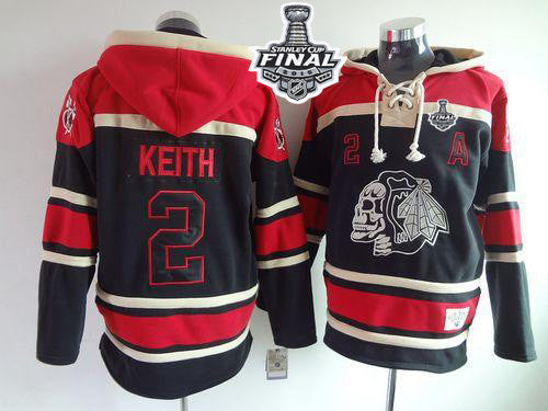 Blackhawks #2 Duncan Keith Black Sawyer Hooded Sweatshirt 2015 Stanley Cup Stitched Hockey Jersey