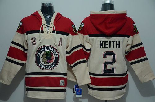 Blackhawks #2 Duncan Keith Cream Sawyer Hooded Sweatshirt Stitched Hockey Jersey