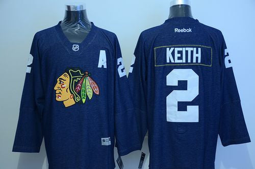 Blackhawks #2 Duncan Keith Navy Blue Denim Stitched Hockey Jersey