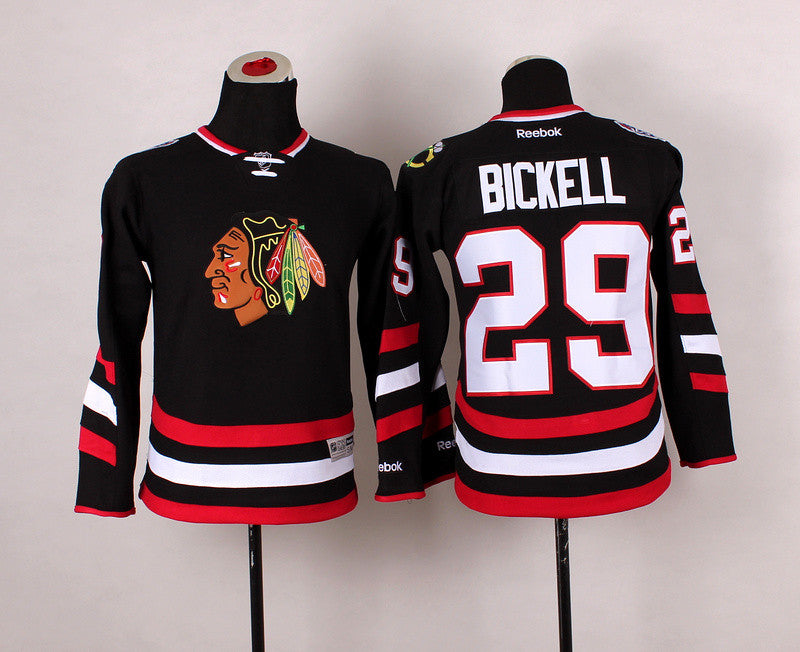 Blackhawks 29 Bickell Black 2014 Stadium Series Youth Hockey Jersey