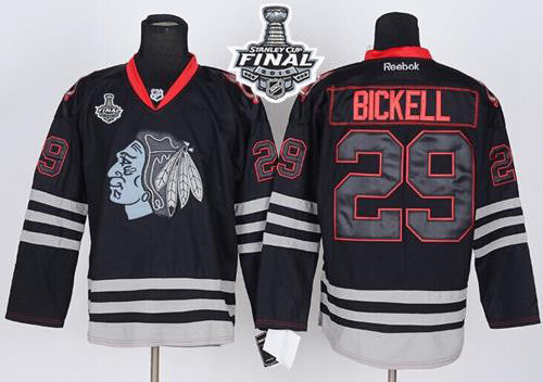 Blackhawks #29 Bryan Bickell Black Ice 2015 Stanley Cup Stitched Hockey Jersey