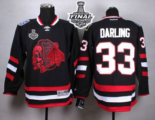 Blackhawks #33 Scott Darling Black(Red Skull) 2014 Stadium Series 2015 Stanley Cup Stitched Hockey Jersey